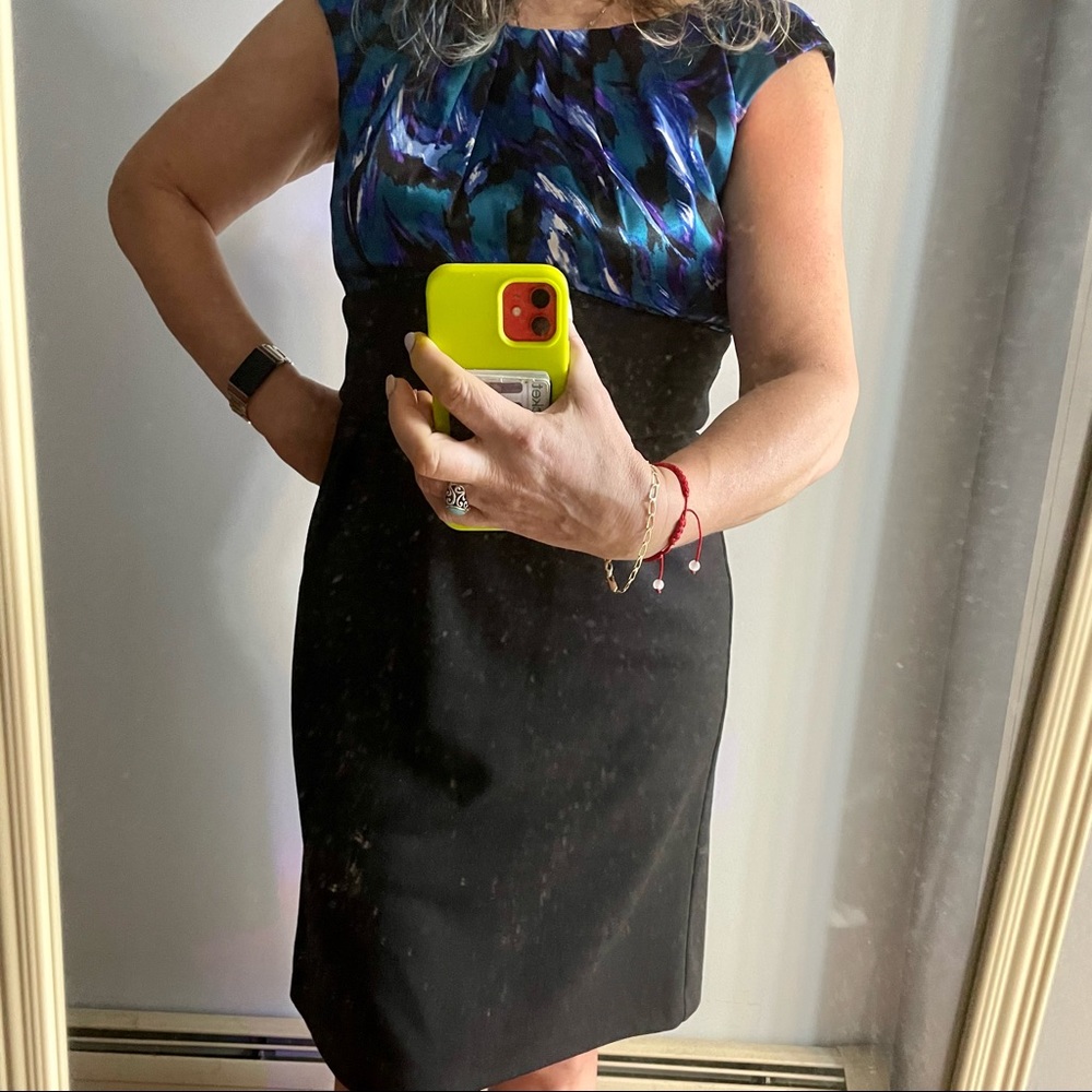Career dress with stretch satin top